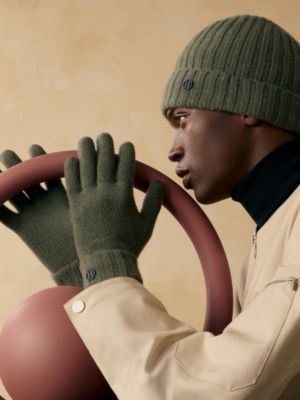 手袋 - メンズ カシミヤニットキャップ＆レザーグローブ | Hermès